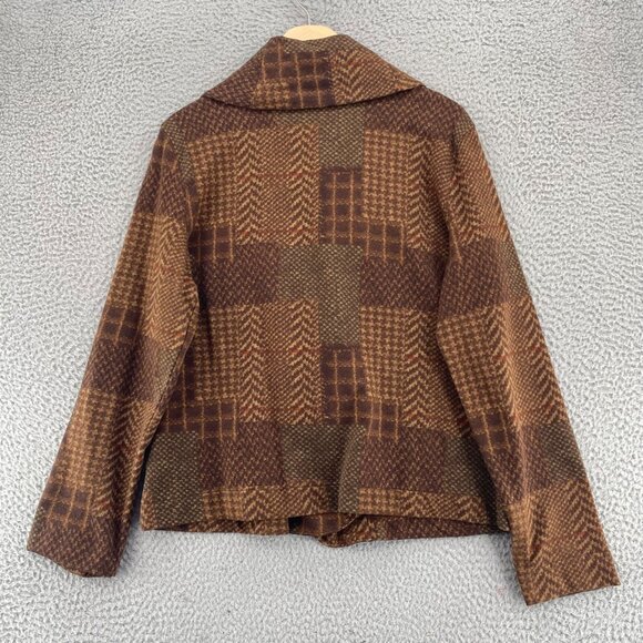 Lauren Ralph Lauren Jacket Womens Large Brown Mix Pattern Shawl Lapel Coatigan - Picture 3 of 9